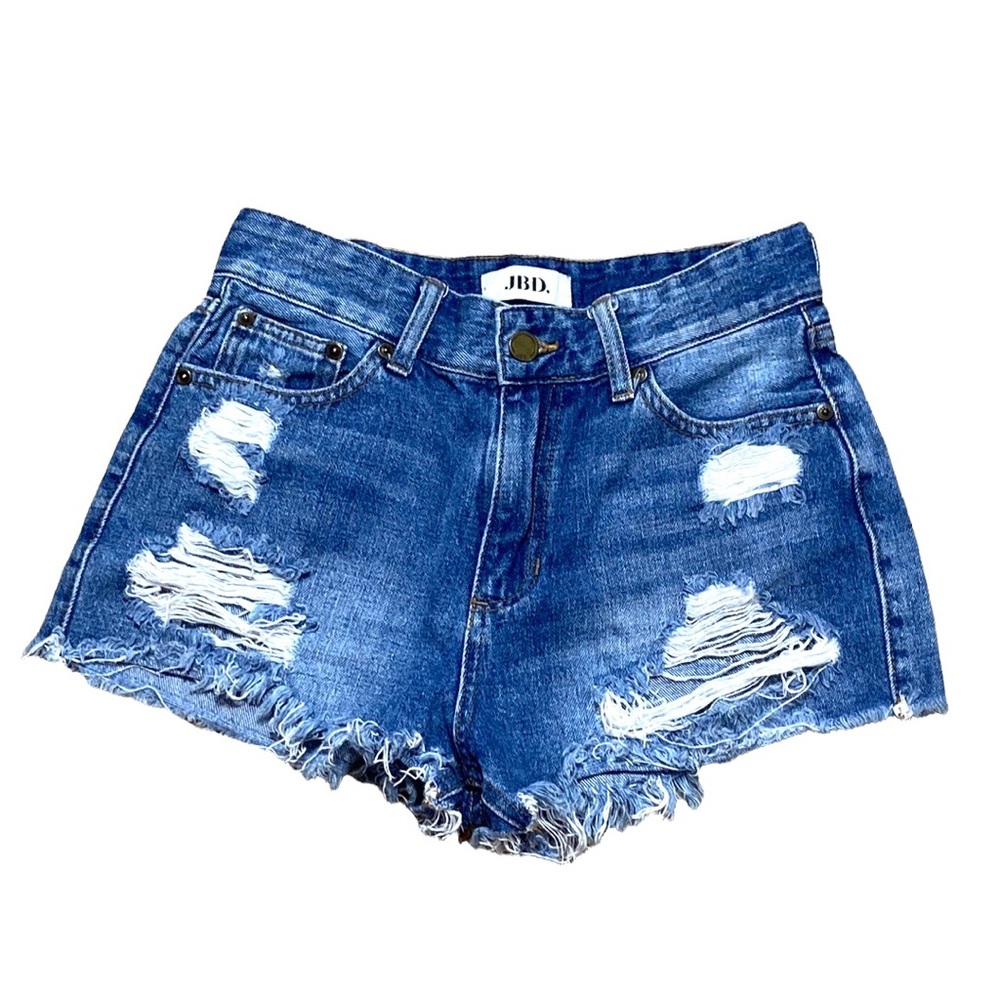 JBD Distressed High Waist Frayed Short Shorts S